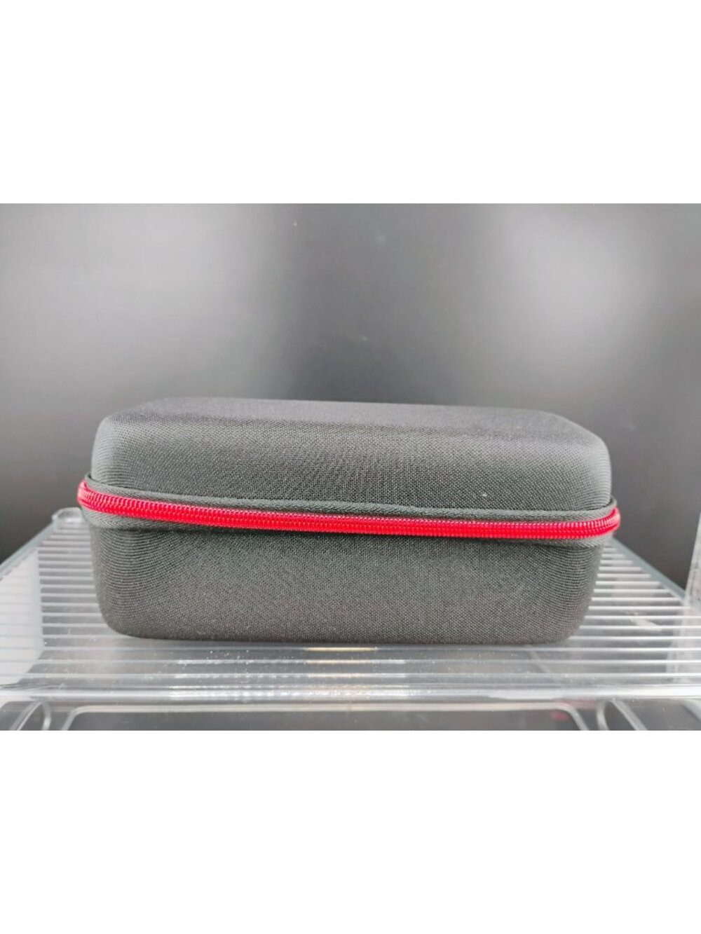 Small Black Travel Storage Case With Red Zipper Durable Lightweight